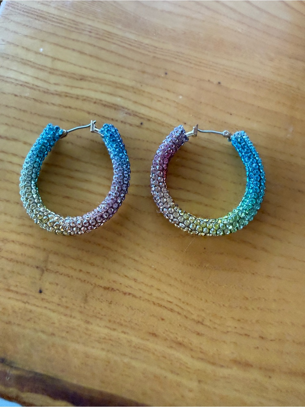 Multicolor Crystal Hoop Earrings - Women Jewelry